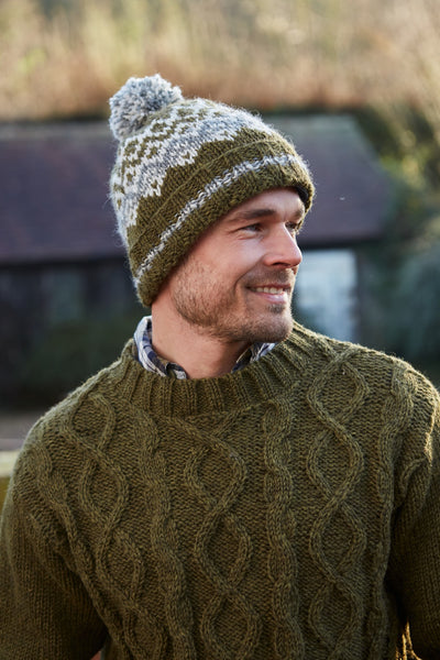 Pachamama Mens Jorvik Bobble Beanie - Moss