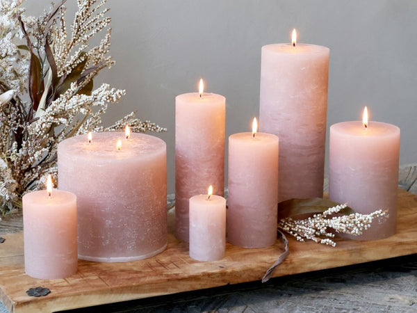 Vintage Rose Rustic Pillar Candle