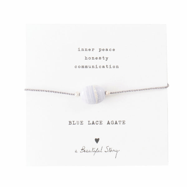 A Beautiful Story Gemstone Blue Lace Agate Silver Bracelet