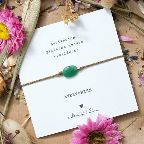 A Beautiful Story Gemstone Aventurine Gold Bracelet