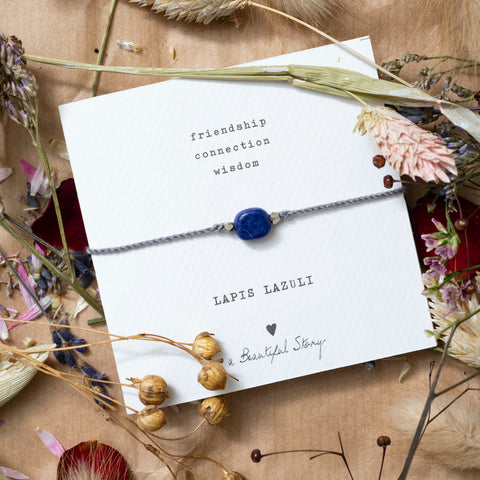A Beautiful Story Gemstone Lapis Lazuli Silver Coloured Bracelet