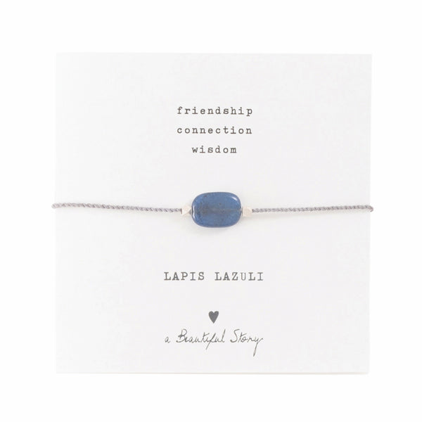 A Beautiful Story Gemstone Lapis Lazuli Silver Coloured Bracelet