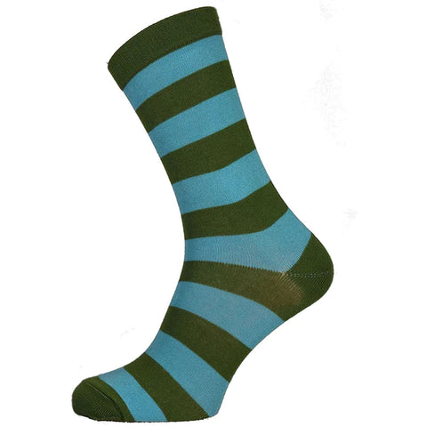 Joya Luxurious Bamboo Socks 7-11 / Green & Pale Blue Stripe