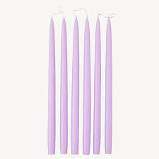 6 Taper Candles 45 - Pastel Purple