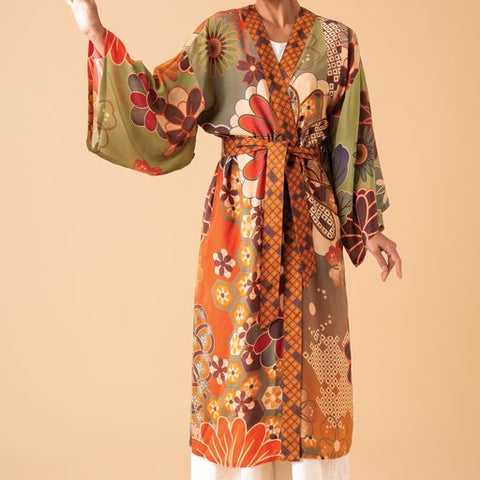 Powder 70's Kaleidescope Floral Kimono Gown