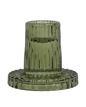 Demi Glass Dinner Candle Holder - Mosstone