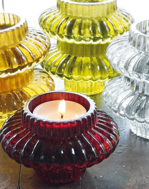 Ruby Glass Candle Holder