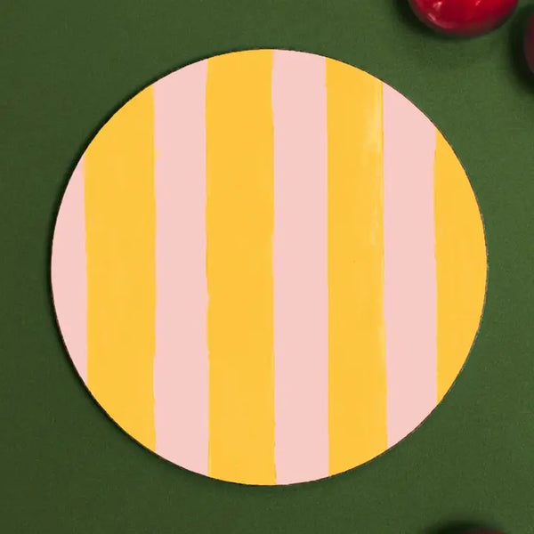 Round Coaster - Mango & Peach Stripes