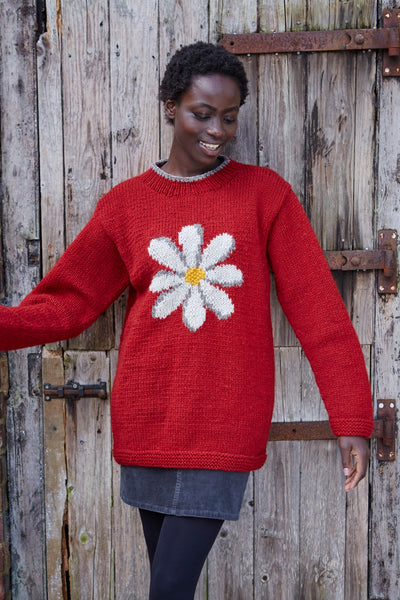 Pachamama Red Daisy Sweater