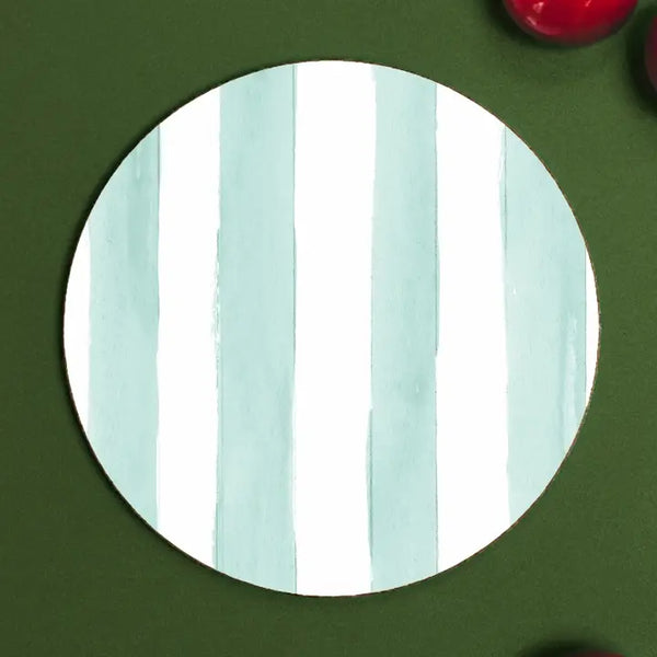 Round Coaster - Mint Stripes