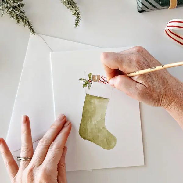 Paintable Watercolour Notecard Set - Classic Christmas
