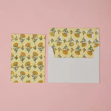 Hand Block Printed Greeting Card - Gc Ditsy Floral Sunshine