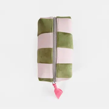 Pink/Green Stripe Cube Cosmetic Bag