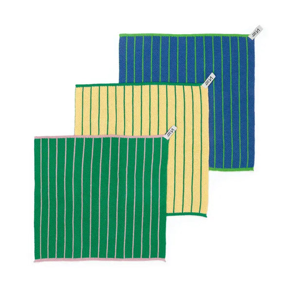 Reusable & Eco-Friendly Cotton Knit Dishcloths - Green Stripe