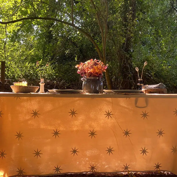 Beige and Gold Star Tablecloth