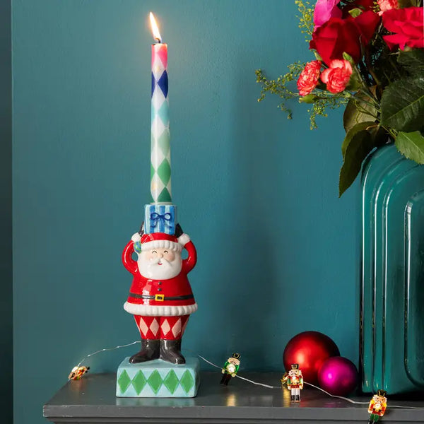 Hand-Painted Santa Candle Holder