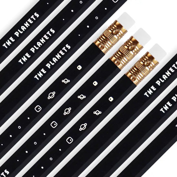 The Planets Foil Printed Pencils - Box of 3