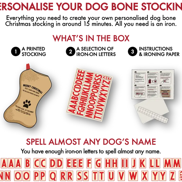 Personalised Dog Bone Christmas Stocking Kit