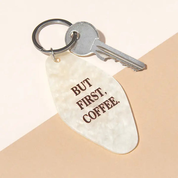 Hotel Keyring - But First Coffee