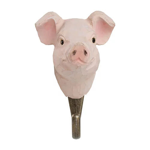 Handcarved Wooden Hook - Pig