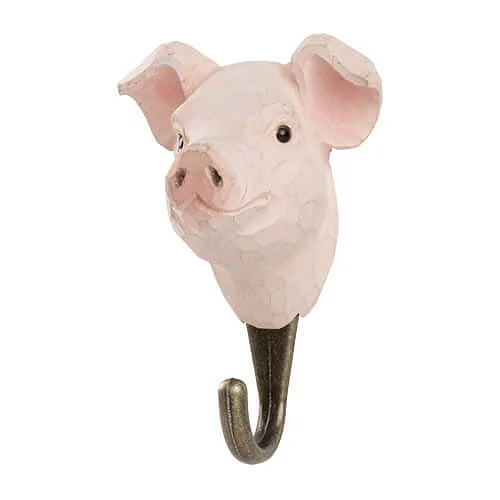 Handcarved Wooden Hook - Pig