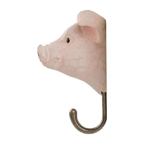 Handcarved Wooden Hook - Pig