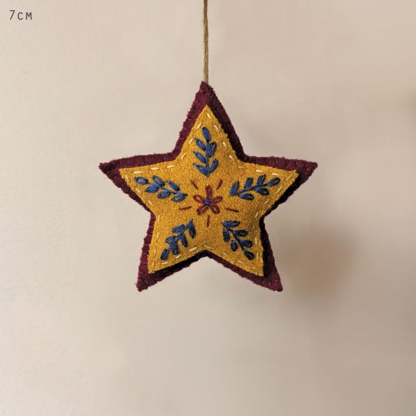 Hanging Decoration - Folk Art Embroidered Red Star