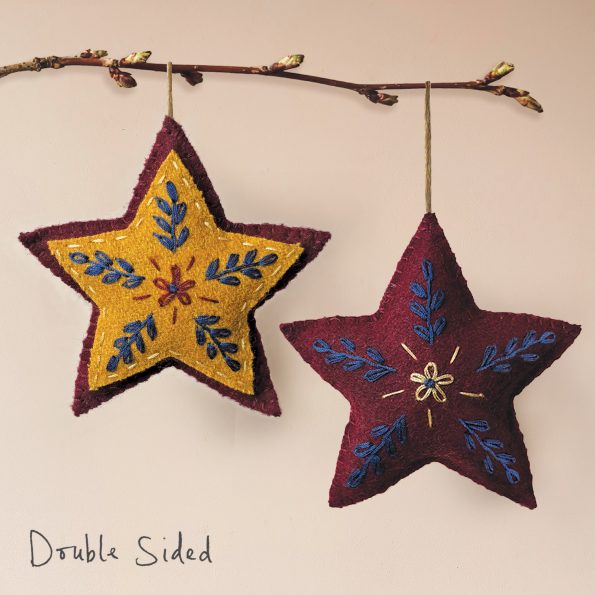 Hanging Decoration - Folk Art Embroidered Red Star