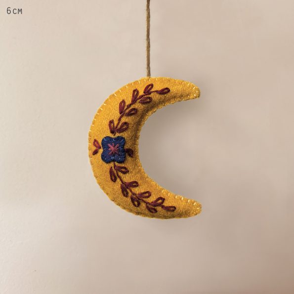 Hanging Decoration - Folk Art Embroidered Moon