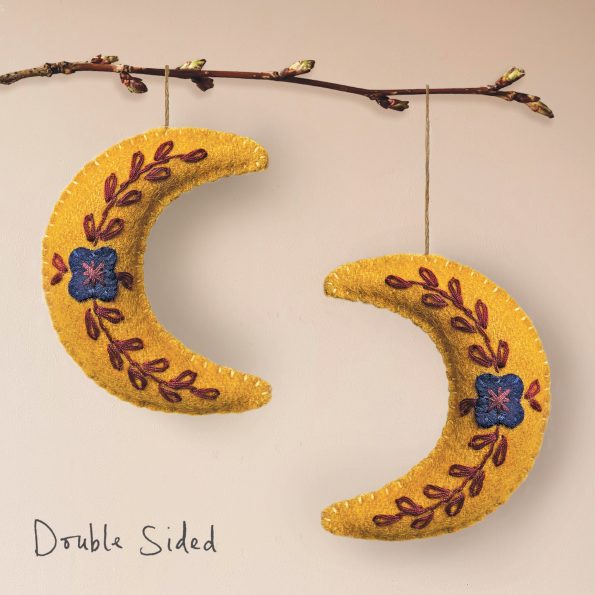 Hanging Decoration - Folk Art Embroidered Moon