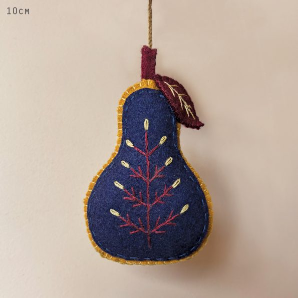Hanging Decoration - Folk Art Large Felted Pear