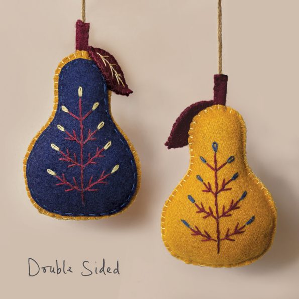 Hanging Decoration - Folk Art Large Felted Pear