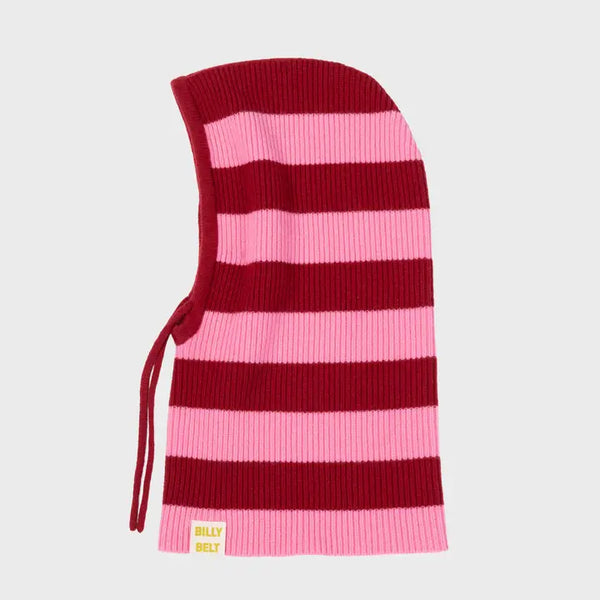 100% Wool Balaclava - Striped Pink & Burgundy