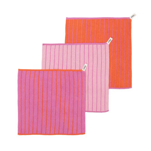 Reusable & Eco-Friendly Cotton Knit Dishcloths - Pink Stripe