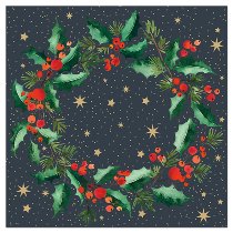 Holly Wreath Christmas Napkins