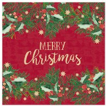 Merry Christmas Red Garland  Napkins