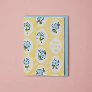 Hand Block Printed Wedding Card - Scallop Tiles Alaska