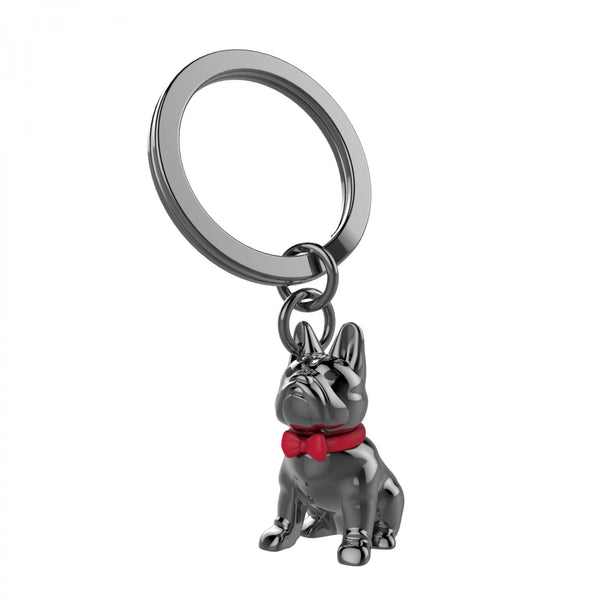 Metalmorphose Keyring - Black French Bulldog w/Bowtie