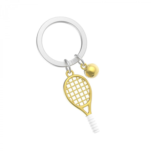 Metalmorphose Keyring - Gold Tennis Racket & Ball