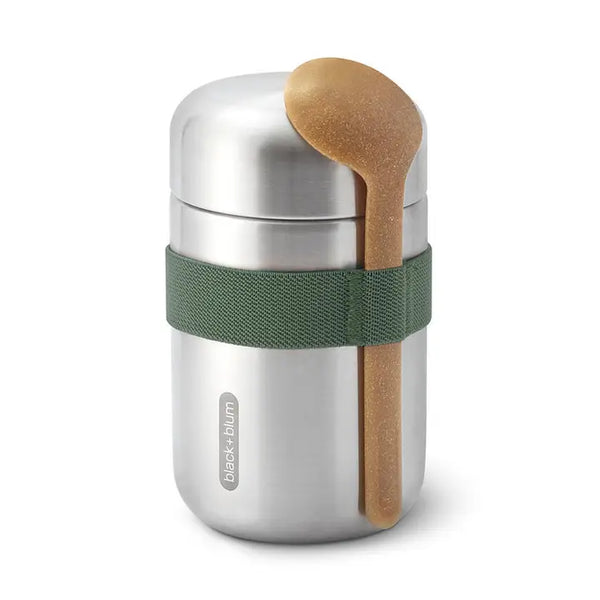 Black + Blum Insulated Flask - Leak Proof Stainless Steel Food Flask - Olive