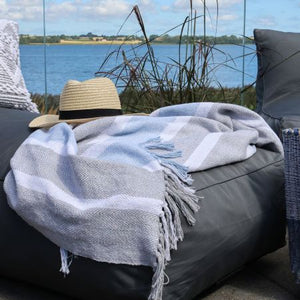 Aix Throw - French Grey & Sky Blue