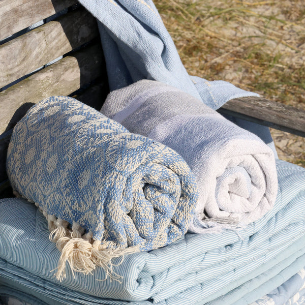 Aix Recycled Cotton Yarn Throw - Ocean