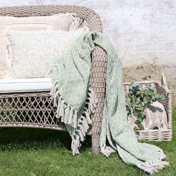 Aix Recycled Cotton Yarn Throw - Verte