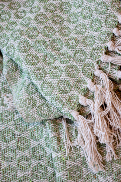 Aix Recycled Cotton Yarn Throw - Verte