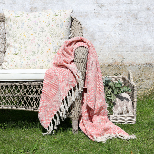 Aix Recycled Cotton Yarn Throw - Coral Blush