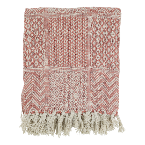 Aix Recycled Cotton Yarn Throw - Coral Blush