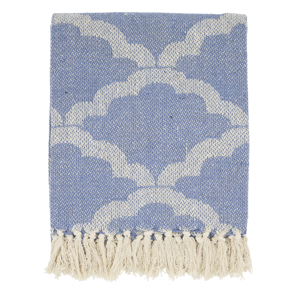 Aix Recycled Cotton Yarn Throw - Sky Blue