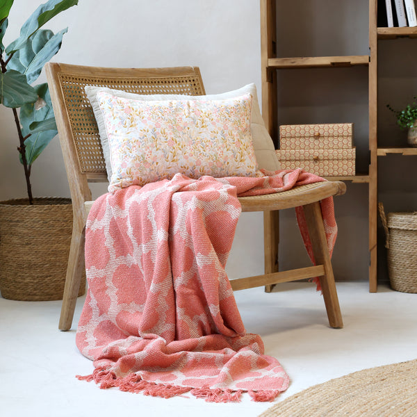 Aix Recycled Cotton Yarn Throw - Raspberry