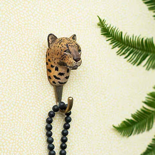 Handcarved Wooden Hook - Leopard