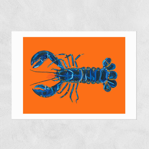 Lobster on Orange - A3 Print